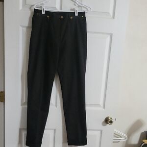 Ralph Lauren Women’s Black High-Waisted Cuffed Straight Leg Stretch Pants Size 6